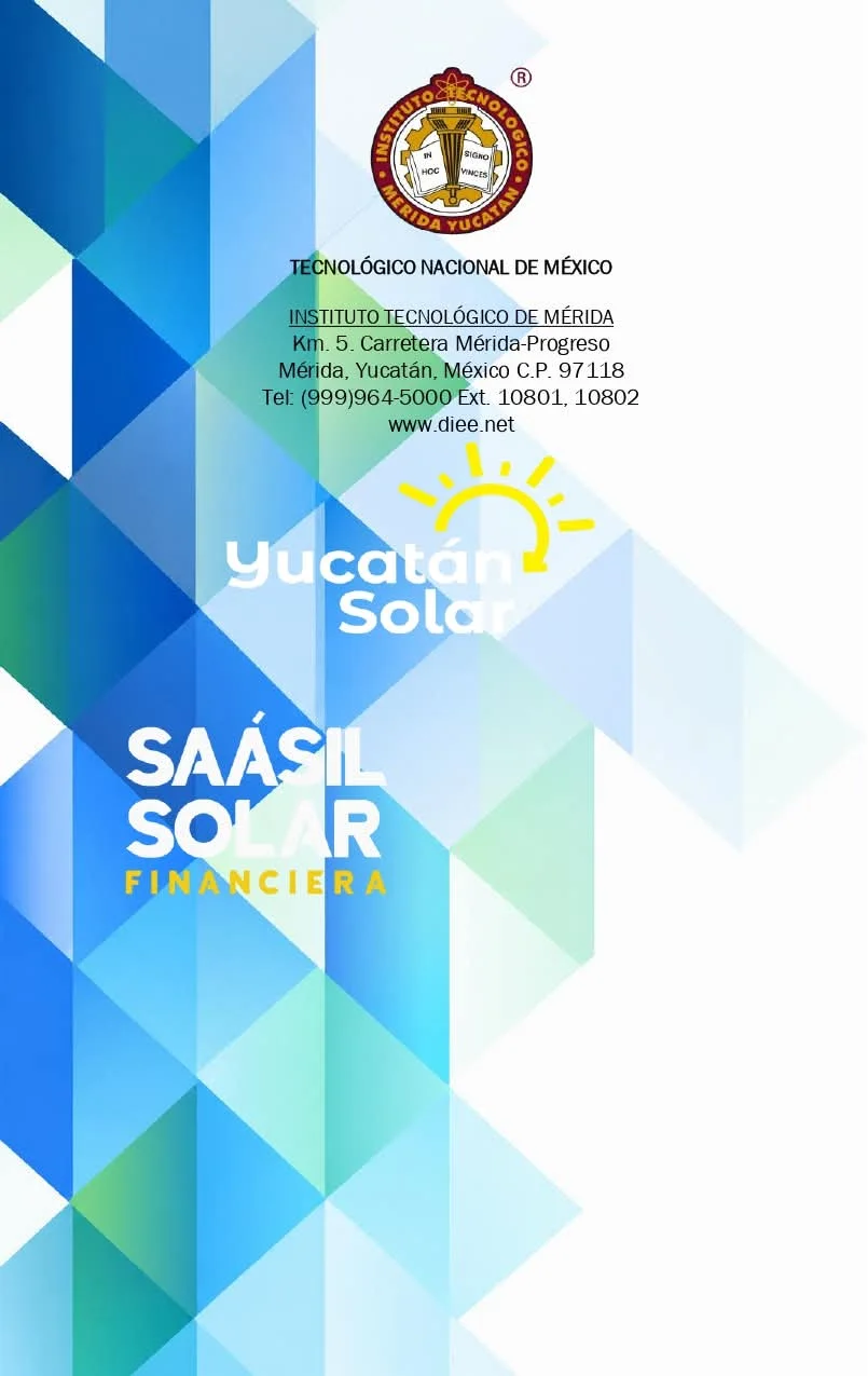 Contraportada del programa del CONIEEM 2026 con los logotipos de Yucatán Solar y Saásil Solar Financiera como patrocinadores